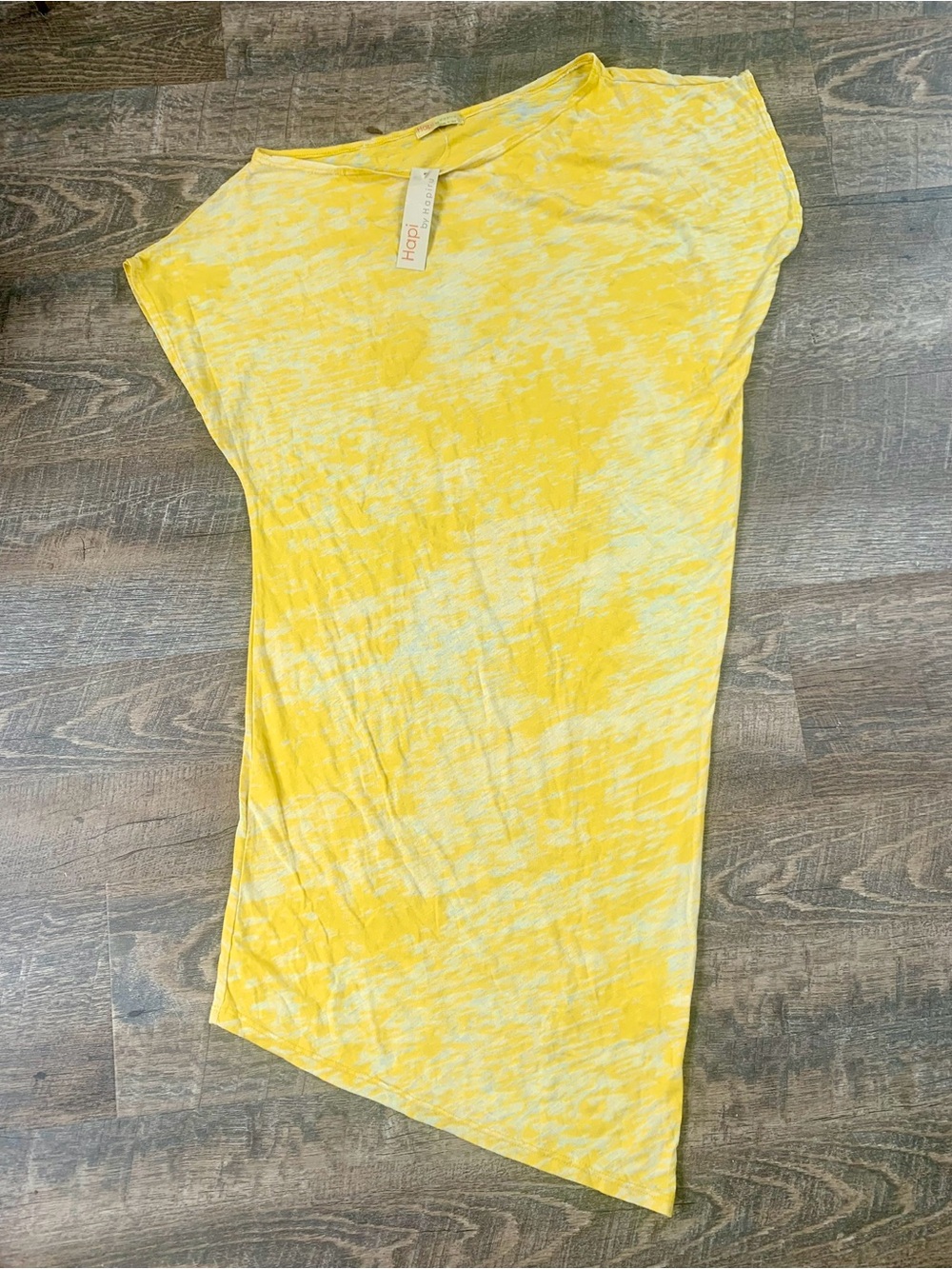 Yellow Festival Boho Marble Asymmetrical Tunic Top